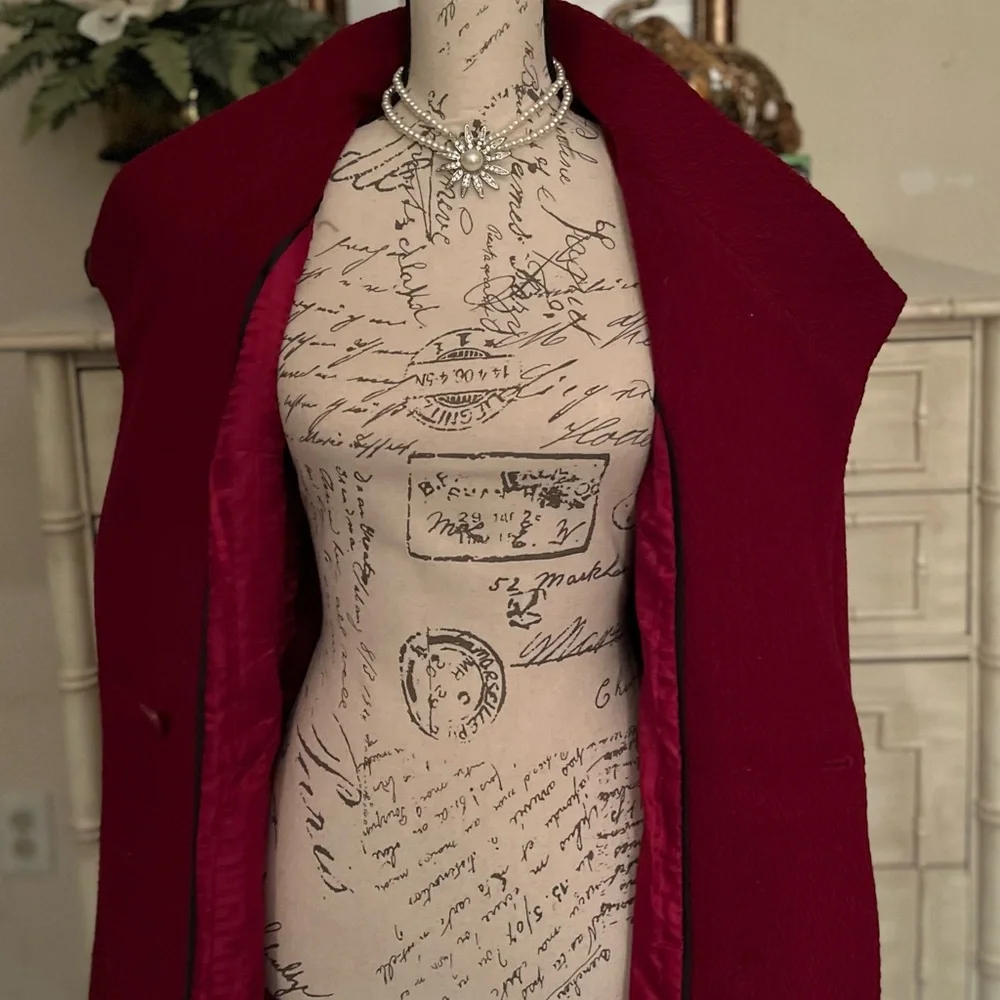 Cherry Red Wool Pea Coat by GUESS - Picture 7 of 12